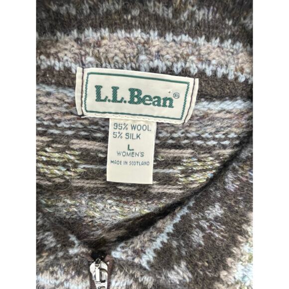 VTG L.L. Bean Women Wool Silk Fair Isle Sweater Made in Scotland Sz L Cozycore - Picture 3 of 13